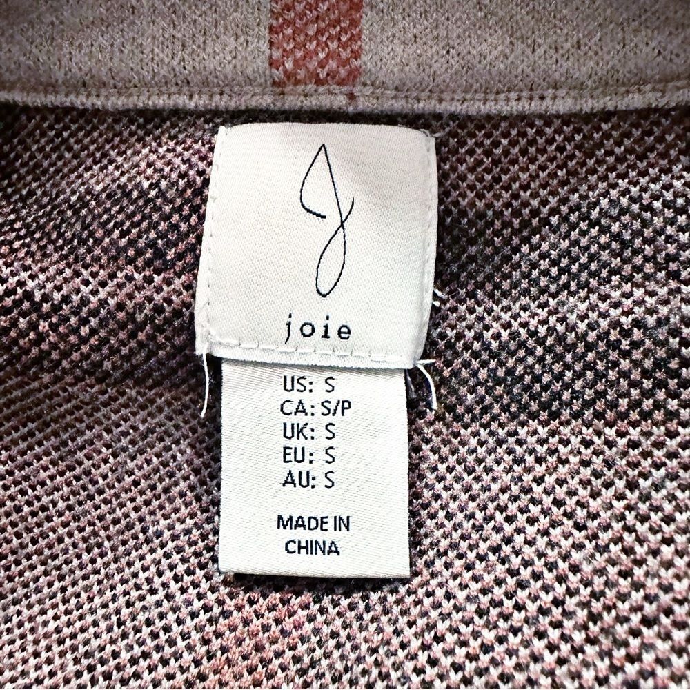 Joie Cream Plaid Button-Front Sweater Jacket with Black and Dusty Pink Accents - Picture 2 of 5